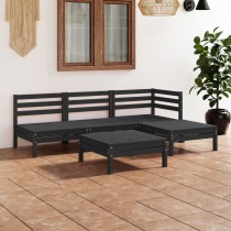 5 Piece Garden Lounge Set Solid Pinewood White