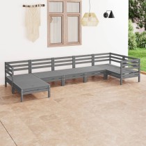 7 Piece Garden Lounge Set Solid Pinewood Black