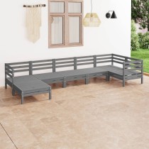7-tlg. Garten-Lounge-Set Massivholz Kiefer Grau