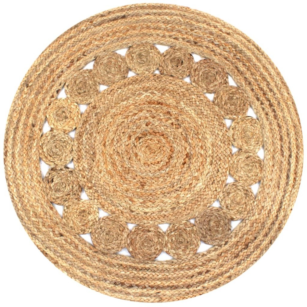 Area Rug Braided Design Jute 240 cm Round