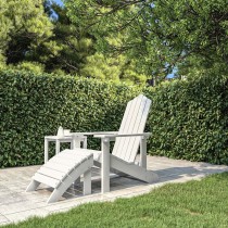 Garden Adirondack Chairs 2 pcs with Footstools HDPE White