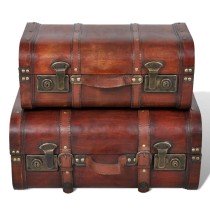 Wooden Treasure Chest 2 pcs Vintage Brown