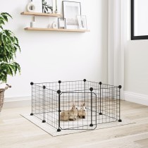 28-Panel Pet Cage with Door Black 35x35 cm Steel