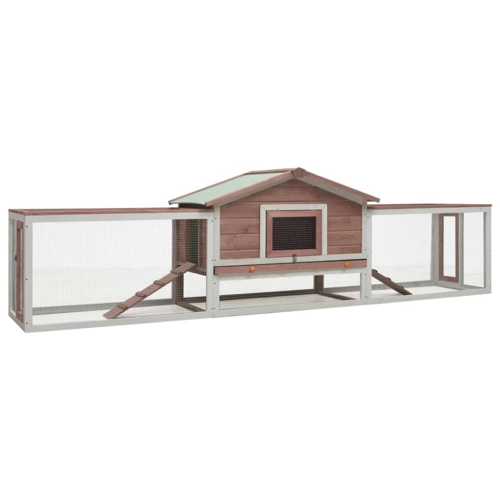 Rabbit Hutch Solid Pine & Fir Wood 310x70x87 cm