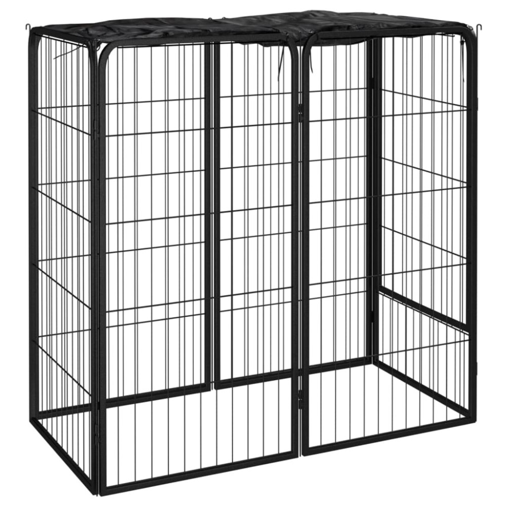34-Panel Dog Playpen Black 50x100 cm Powder-coated Steel
