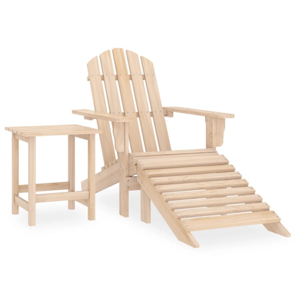 Garden Adirondack Chair with Ottoman&Table Solid Firwood Yellow