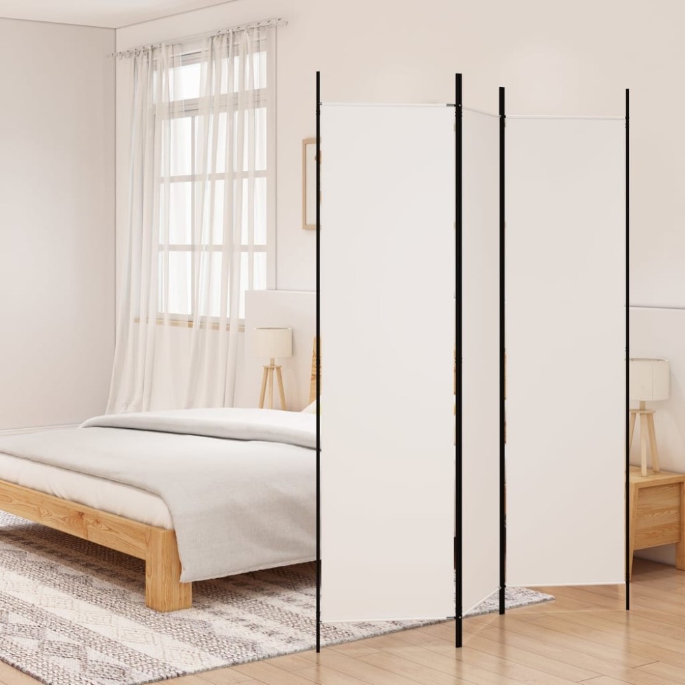 6-Panel Room Divider Black 300x200 cm Fabric