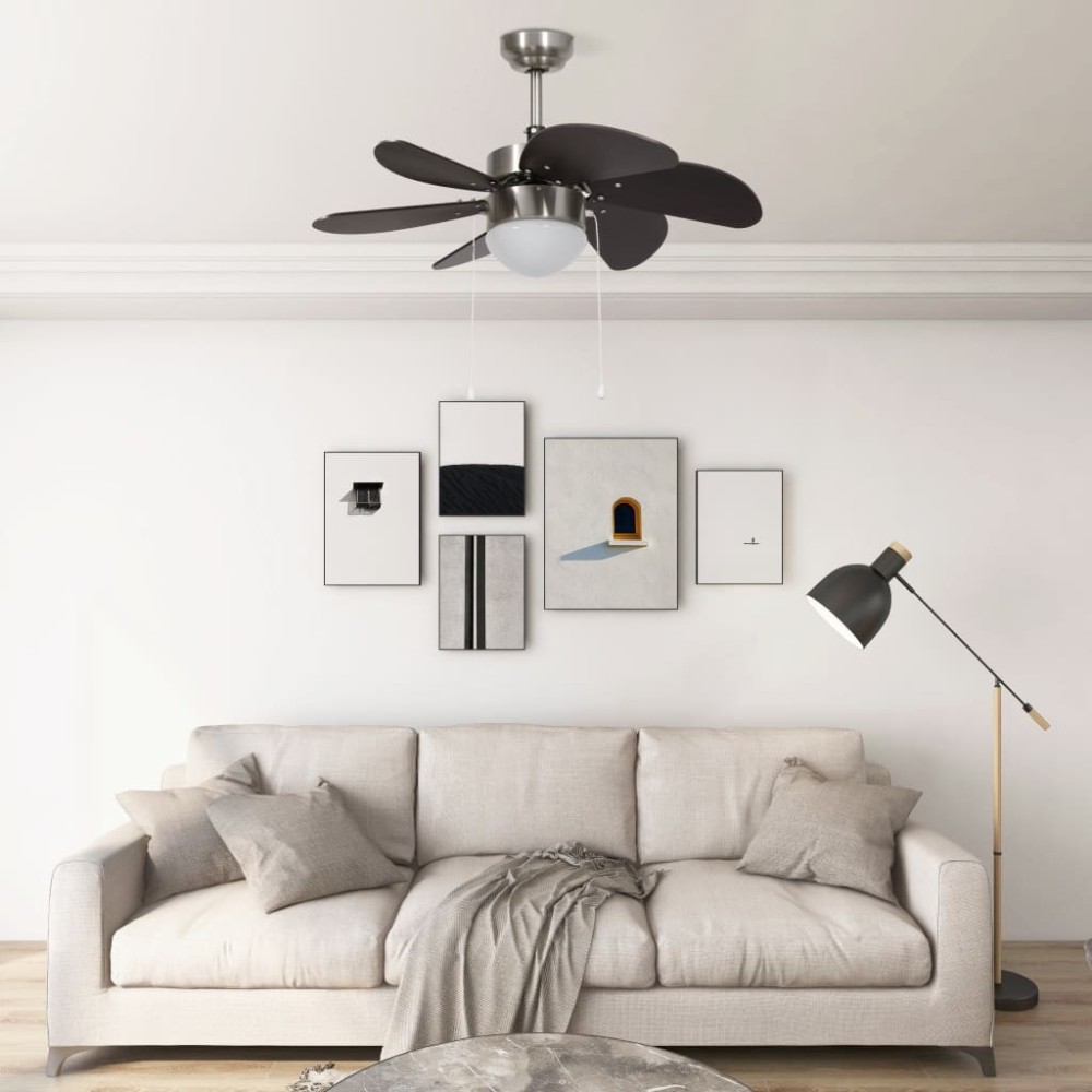 Ceiling Fan with Light 76 cm Light Brown