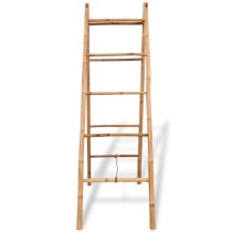 Double Towel Ladder with 5 Rungs Bamboo 50x160 cm