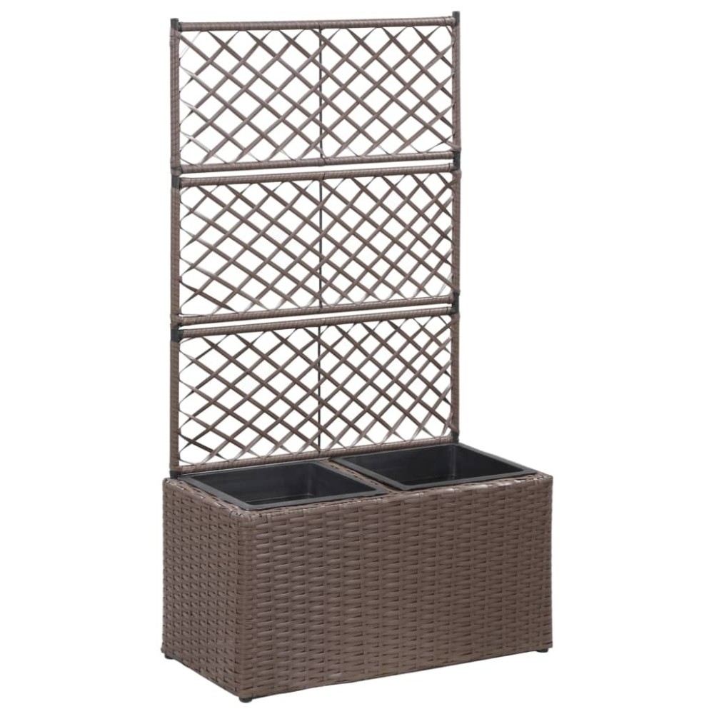 Trellis Raised Bed with 1 Pot 30x30x107 cm Poly Rattan White