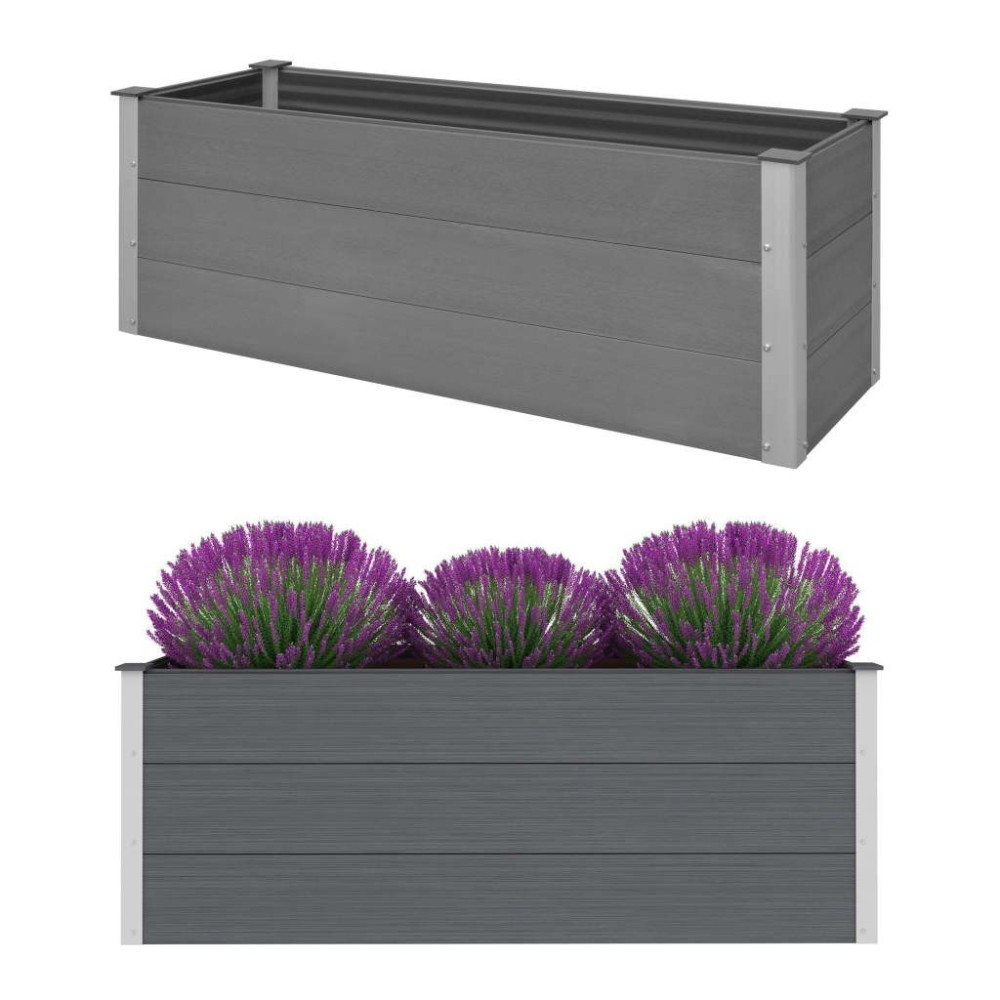 Garden Raised Bed WPC 150x100x91 cm Grey