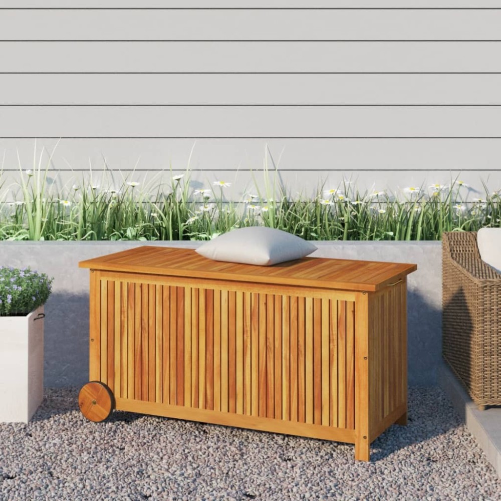 Garden Storage Box with Wheels 150x50x58 cm Solid Wood Acacia