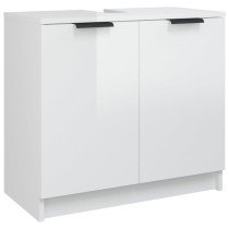 Badschrank Hochglanz-Weiß 64,5x33,5x59 cm Holzwerkstoff