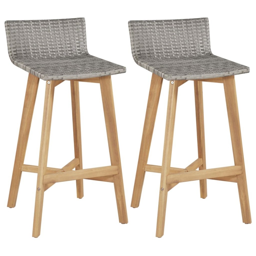 Bar Chairs 2 pcs Solid Acacia Wood