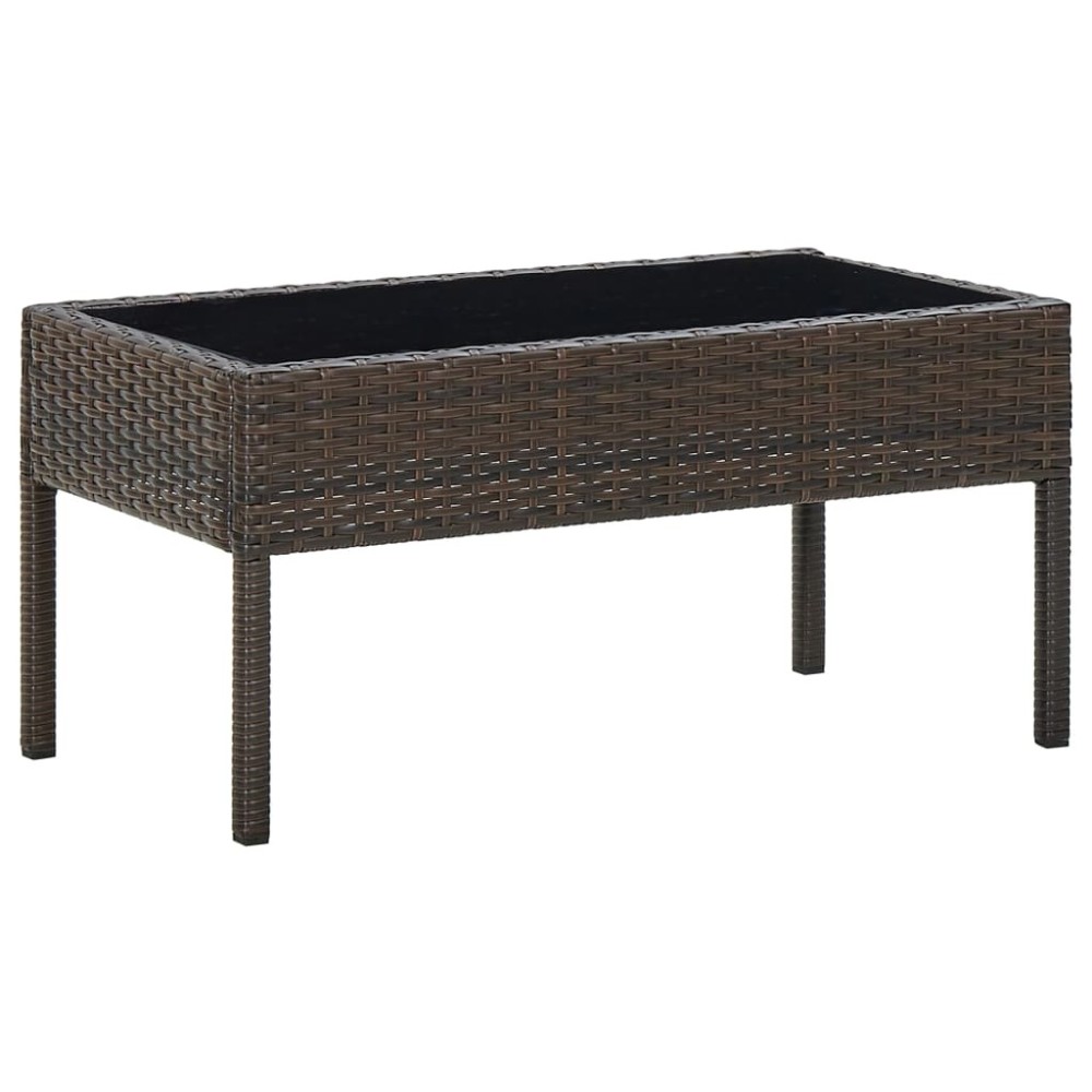 Garden Table Black 75x40x37 cm Poly Rattan