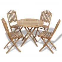 5 Piece Folding Outdoor Dining Set Bamboo