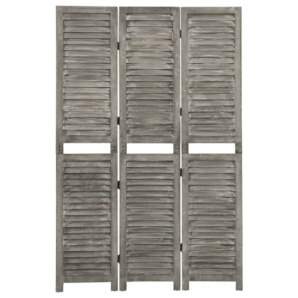 6-Panel Room Divider Grey 214x166 cm Solid Wood