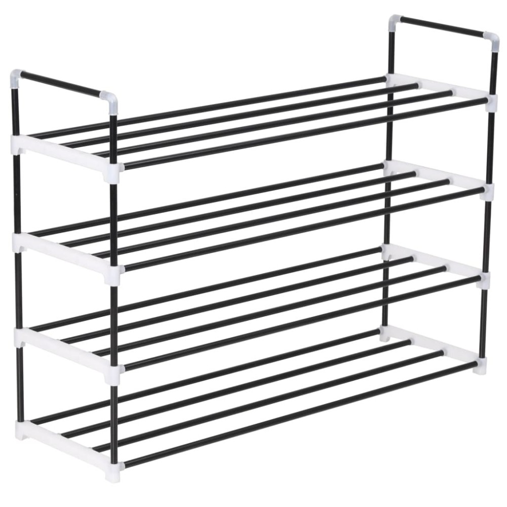 Shoe Rack with 7 Shelves Metal and Plastic Black