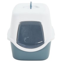 Cat Litter Tray with Cover White and Blue 56x40x40 cm PP