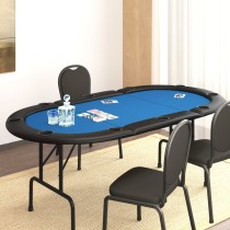 10-Player Folding Poker Table Blue 206x106x75 cm