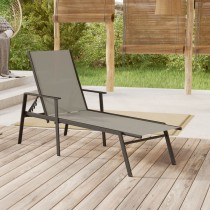 Sun Lounger Steel and Textilene Fabric Green