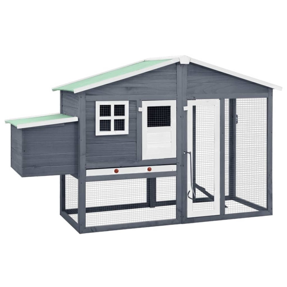Chicken Coop with Nest Box Red and White Solid Fir Wood