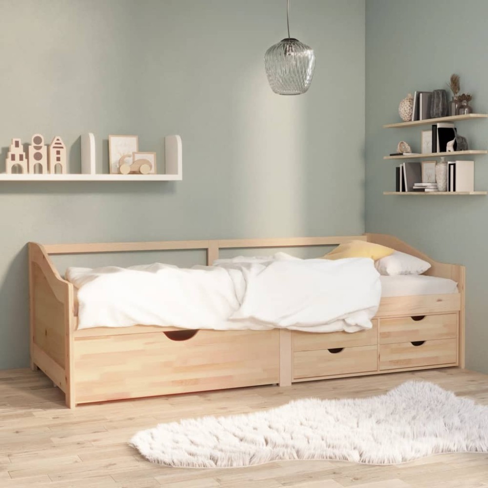 3-Seater Day Bed with Drawers Dark Brown Solid Pinewood 90x200 cm