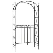 Garden Arch with Gate Black 108x45x235 cm Steel