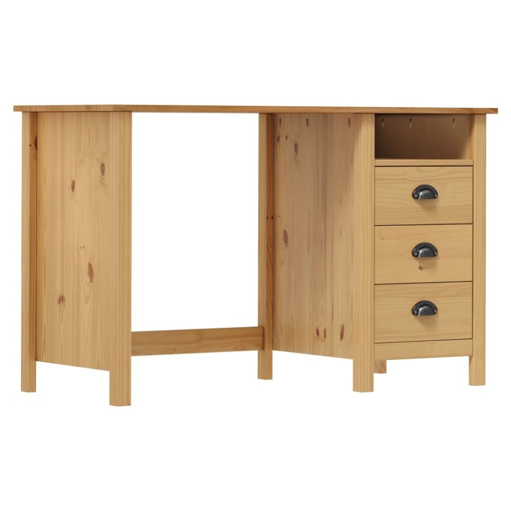 Desk Hill with 3 Drawers Grey 120x50x74 cm Solid Pine Wood