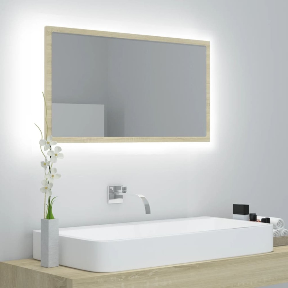LED Bathroom Mirror High Gloss Black 80x8.5x37 cm Acrylic
