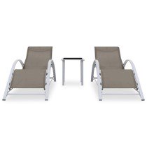 Sonnenliegen 2 Stk. mit Tisch Aluminium Taupe
