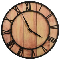 Wall Clock 39 cm Brown and Black MDF and Iron