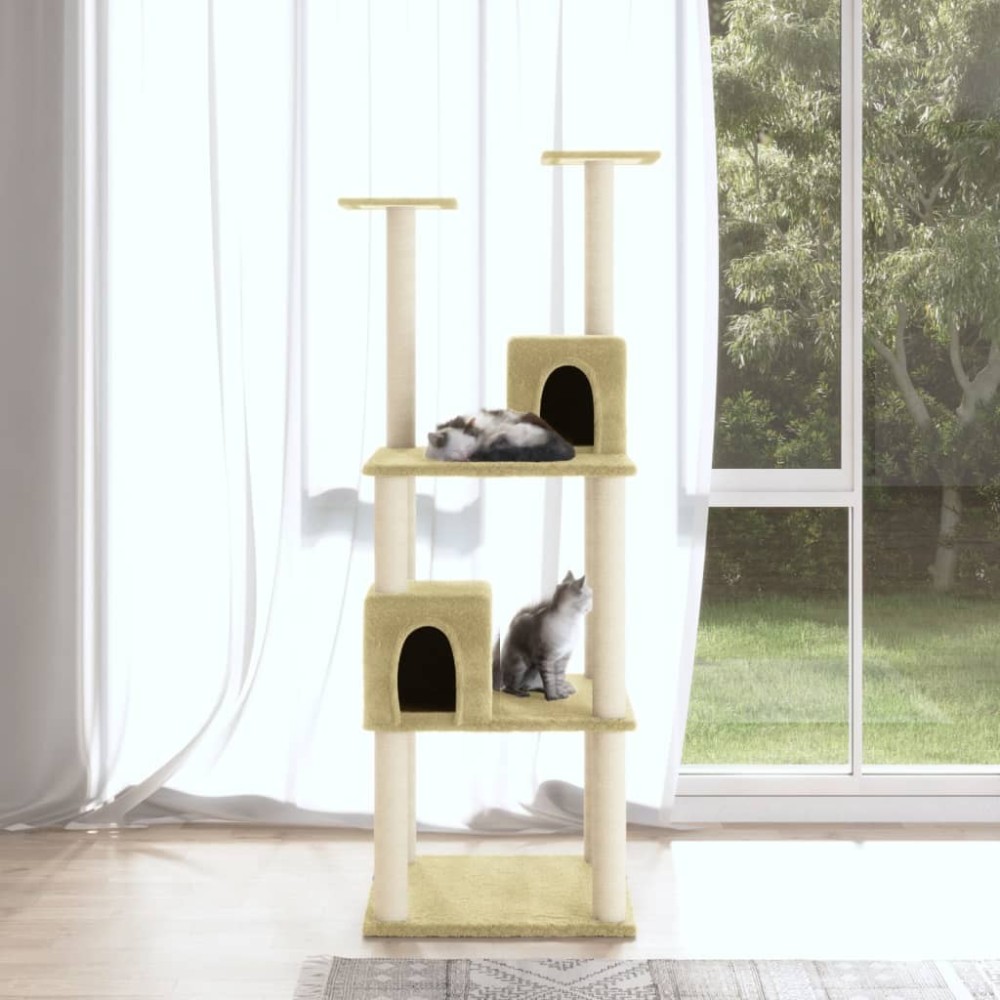 Cat Tree with Sisal Scratching Posts Cream 141 cm