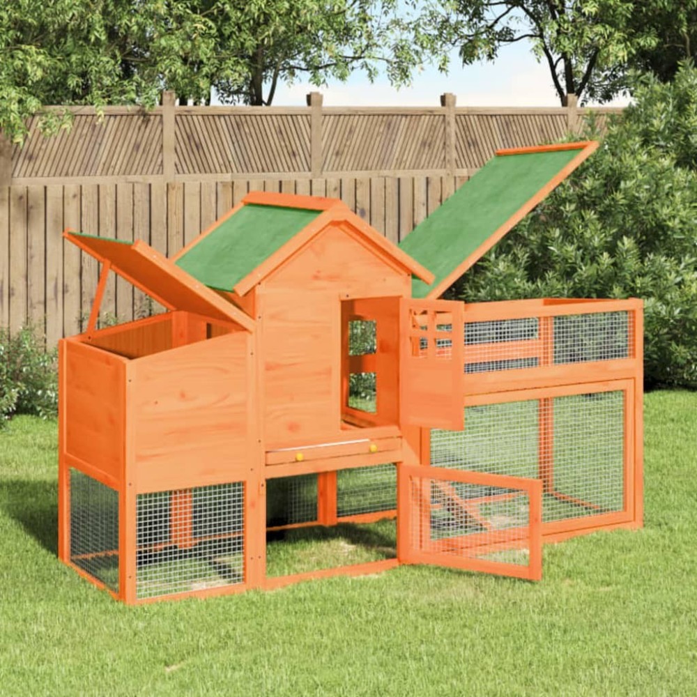 Chicken Coop Red 186.5x58.5x113 cm Solid Wood Pine