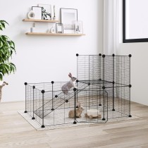 44-Panel Pet Cage with Door Black 35x35 cm Steel