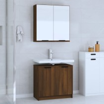 2 Piece Bathroom Cabinet Set High Gloss White Engineered Wood