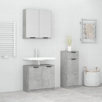 3 Piece Bathroom Cabinet Set High Gloss White Engineered Wood