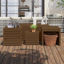 4 Piece Garden Box Set Black Solid Wood Pine