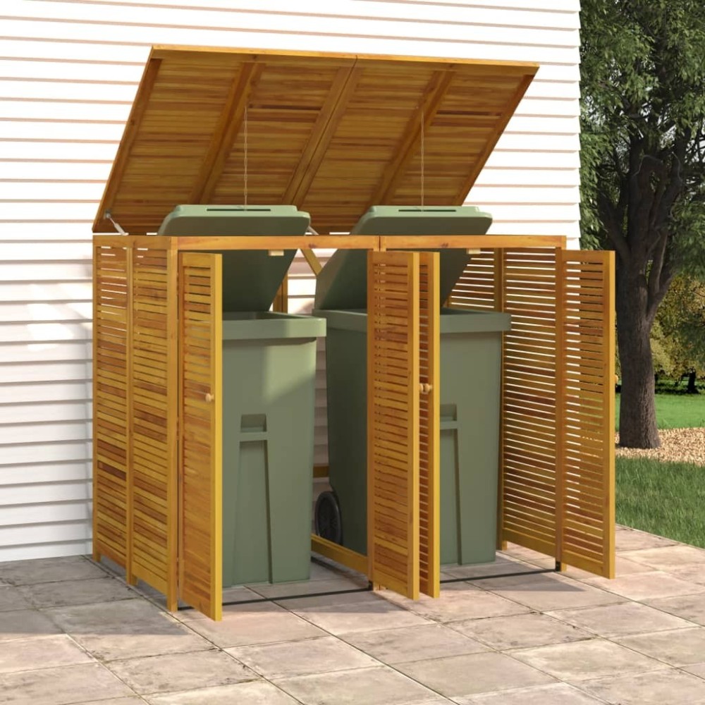 Quadruple Garbage Bin Shed 280x89x117 cm Solid Wood Acacia