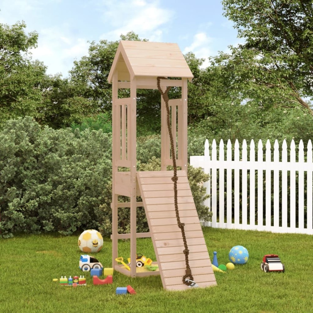 Playhouse with Climbing Wall Solid Wood Douglas