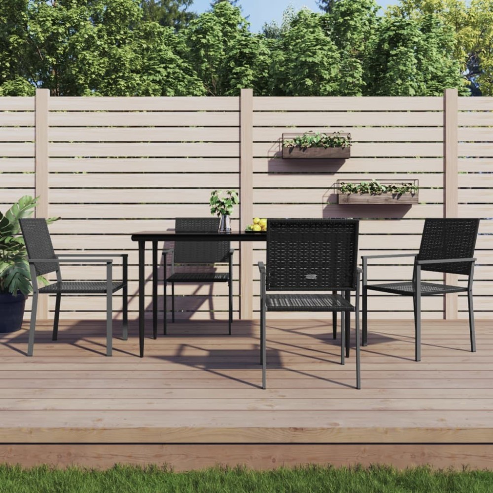 5-tlg. Garten-Essgruppe Poly Rattan und Stahl
