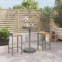 3 Piece Garden Bar Set Black Poly Rattan&Solid Wood Acacia