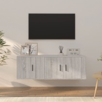 2 Piece TV Cabinet Set White Engineered Wood