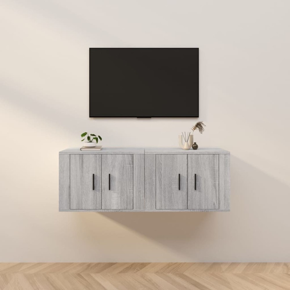 TV-Wandschränke 2 Stk. Grau Sonoma 80x34,5x40 cm