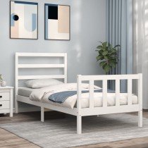 Bed Frame with Headboard Double Solid Wood