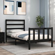 Bed Frame with Headboard Double Solid Wood