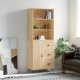 Highboard High Gloss White 69.5x34x180 cm Engineered Wood
