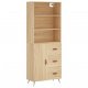 Highboard High Gloss White 69.5x34x180 cm Engineered Wood