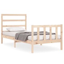 Bed Frame with Headboard Double Solid Wood