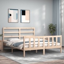 Bed Frame with Headboard Double Solid Wood